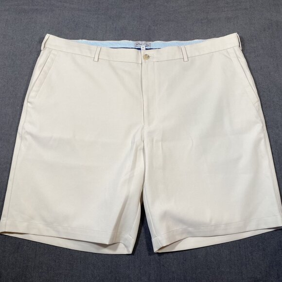 Peter Millar Beige Mens Tailored Chino Golf Shorts Size 42 Striped Lining Button - Picture 1 of 12